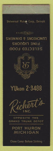 Matchbook Cover - Richert's Inc Port Huron MI restaurant SAMPLE'