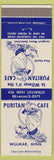 Matchbook Cover - Puritan Cafe Willmar MN girlie