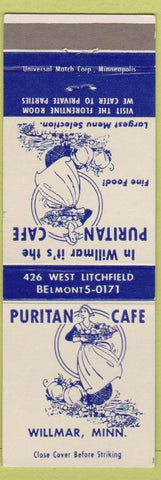 Matchbook Cover - Puritan Cafe Willmar MN girlie
