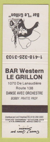 Matchbook Cover - Bar Western Le Grillon QC girlie