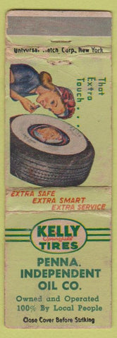 Matchbook Cover - Kelly Tires PA Oil Co girlie POOR