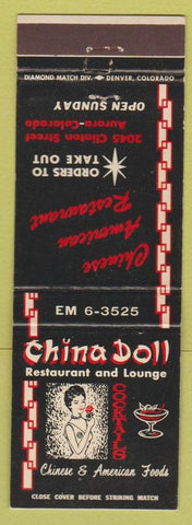 Matchbook Cover - China Doll Restaurant Aurora CO Chinese girlie