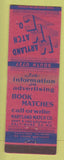 Matchbook Cover - Maryland Match Co Baltimore MD red