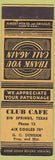 Matchbook Cover - Club Cafe Big Springs TX Low Phone #