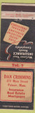 Matchbook Cover - Dan Crimmins Insurance Palmer MA Low Phone #