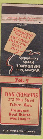 Matchbook Cover - Dan Crimmins Insurance Palmer MA Low Phone #