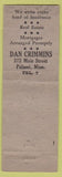 Matchbook Cover - Dan Crimmins Insurance Palmer MA Low Phone #