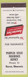 Matchbook Cover - Peoples State Insurance Warren MN Low Phone #