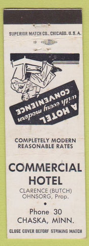 Matchbook Cover - Commercial Hotel Chaska MN Low Phone #