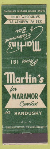 Matchbook Cover - Martin's Restaurant Sandusky OH Low Phone #'