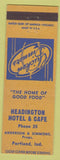 Matchbook Cover - Headington Hotel Cafe Portland IN Low Phone #