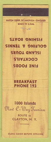 Matchbook Cover - 1000 Islands Clayton NY Low Phone #