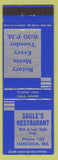 Matchbook Cover - Sagle's Restaurant Hancock MD Low Phone #'