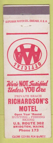 Matchbook Cover - Richardson's Motel Bridgton ME Low Phone #'