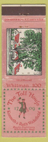 Matchbook Cover - Toll House Whitman MA Low Phone #