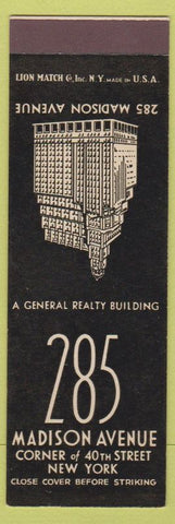Matchbook Cover - 285 Madison Ave NYC SAMPLE