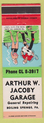 Matchbook Cover - Arthur Jacoby Garage Boiling Springs PA hillbilly