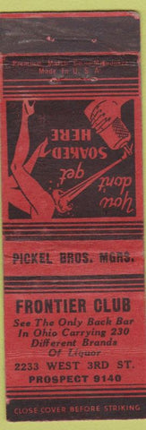 Matchbook Cover - Frontier Club NO TOWN girlie WORN Pickel