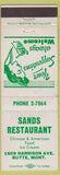 Matchbook Cover - Sands Restaurant Butte MT girlie