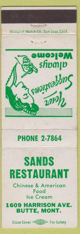 Matchbook Cover - Sands Restaurant Butte MT girlie