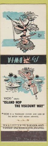Matchbook Cover - British West Indies Airways airline girlie