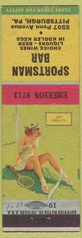 Matchbook Cover - Sportsman Bar Pittsburgh PA pinup Terry Says girlie