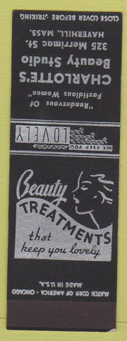 Matchbook Cover - Charlotte's Beauty Studio Haverhill MA SAMPLE girlie CREASE'