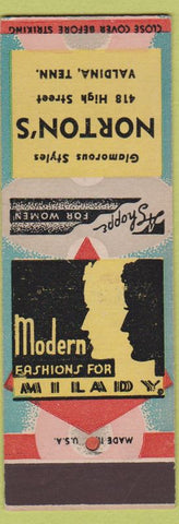 Matchbook Cover - Norton's Beauty Salon girlie Valdina TN SAMPLE'