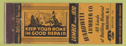 Matchbook Cover - Wardwell Lumber Bristol RI Federal