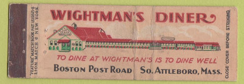 Matchbook Cover - Wightman's Diner South Attleboro MA feature'