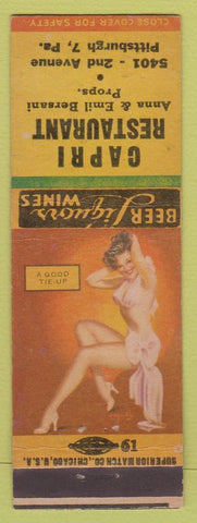 Matchbook Cover - Capri Restaurant Pittsburgh PA pinup