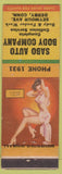 Matchbook Cover - Sabo Auto Body Co Derby CT pinup