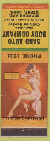 Matchbook Cover - Sabo Auto Body Co Derby CT pinup