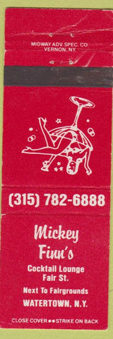Matchbook Cover - Mickey Finn's Bar Watertown NY girlie'