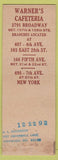 Matchbook Cover - Warner's Cafeteria NYC Fedreal'