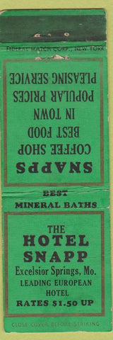 Matchbook Cover - Hotel Snapp Excelsior Springs MD Federal WEAR