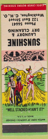 Matchbook Cover - Sunshine Dry Cleaning Washington Court House OH? Hillbilly