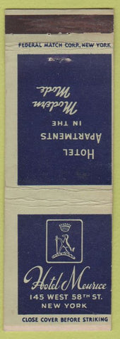 Matchbook Cover - Hotel Maurice NYC Federal WEAR