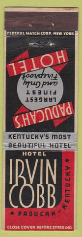 Matchbook Cover - Irvin Cobb Hotel Paducah KY FEDERAL LONG