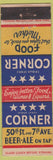Matchbook Cover - Four Star Corner Restaurant NYCS  FEDERAL LONG