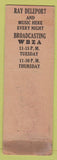 Matchbook Cover - Wayside Food Shop Springfield MA? FEDERAL LONG WBZA radio