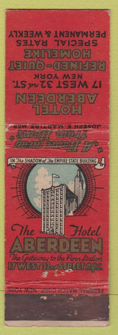 Matchbook Cover - Hotel Aberdeen NYC FEDERAL LONG