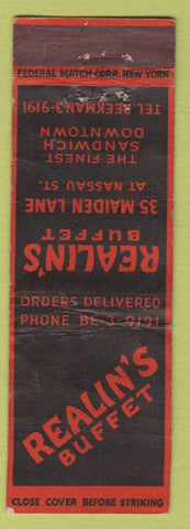 Matchbook Cover - Realin's Buffet NYC? FEDERAL LONG WORN'
