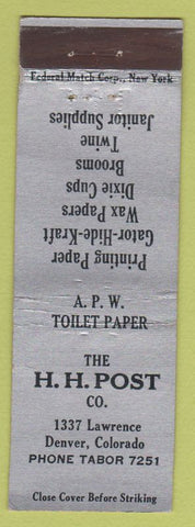 Matchbook Cover - HH Post Co Denver CO Store FEDERAL LONG