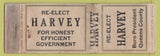Matchbook Cover - Harvey Election Borough NYC? Queenw FEDERAL LONG WORN