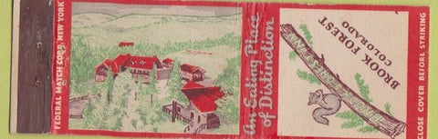 Matchbook Cover - Brooks Forest Inn Brook Forest CO FEDERAL LONG Evergreen