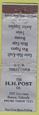 Matchbook Cover - HH Post Co Denver CO Store FEDERAL LONG WORN