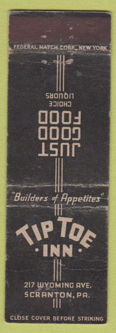 Matchbook Cover - Tip Toe Inn Scranton PA FEDERAL LONG WORN