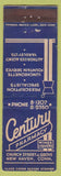 Matchbook Cover - Century Pharmacy New Haven CT FEDERAL LONG