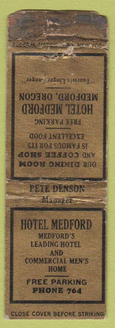 Matchbook Cover - Hotel Medford OR FEDERAL LONG WORN